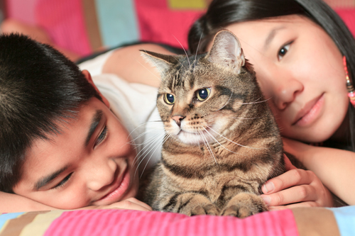 Family with their cat